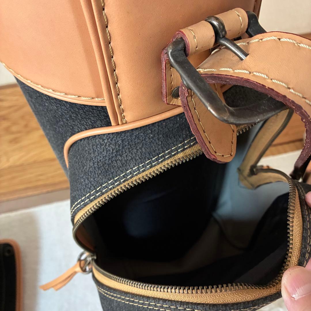 デッドストック貴重Black & White キャディバッグ 本革　7型