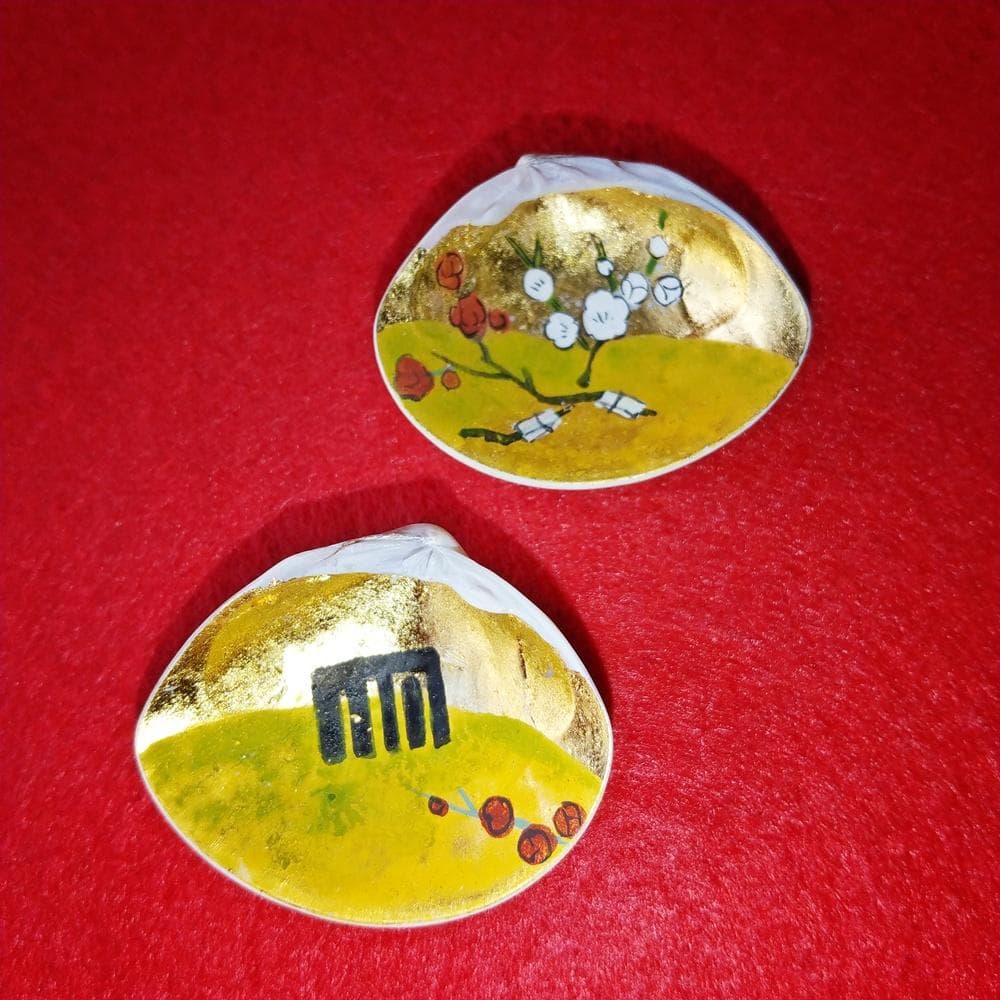 純金泊　貝合わせセット　源氏物語　梅枝