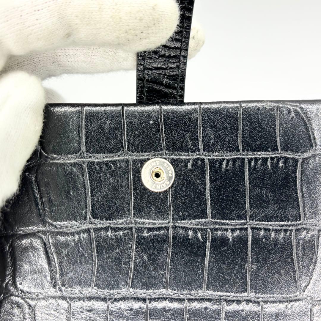 ✨極美品✨サンローラン　カードケース　カサンドラ　ロゴ　クロコ　型押し　レザー