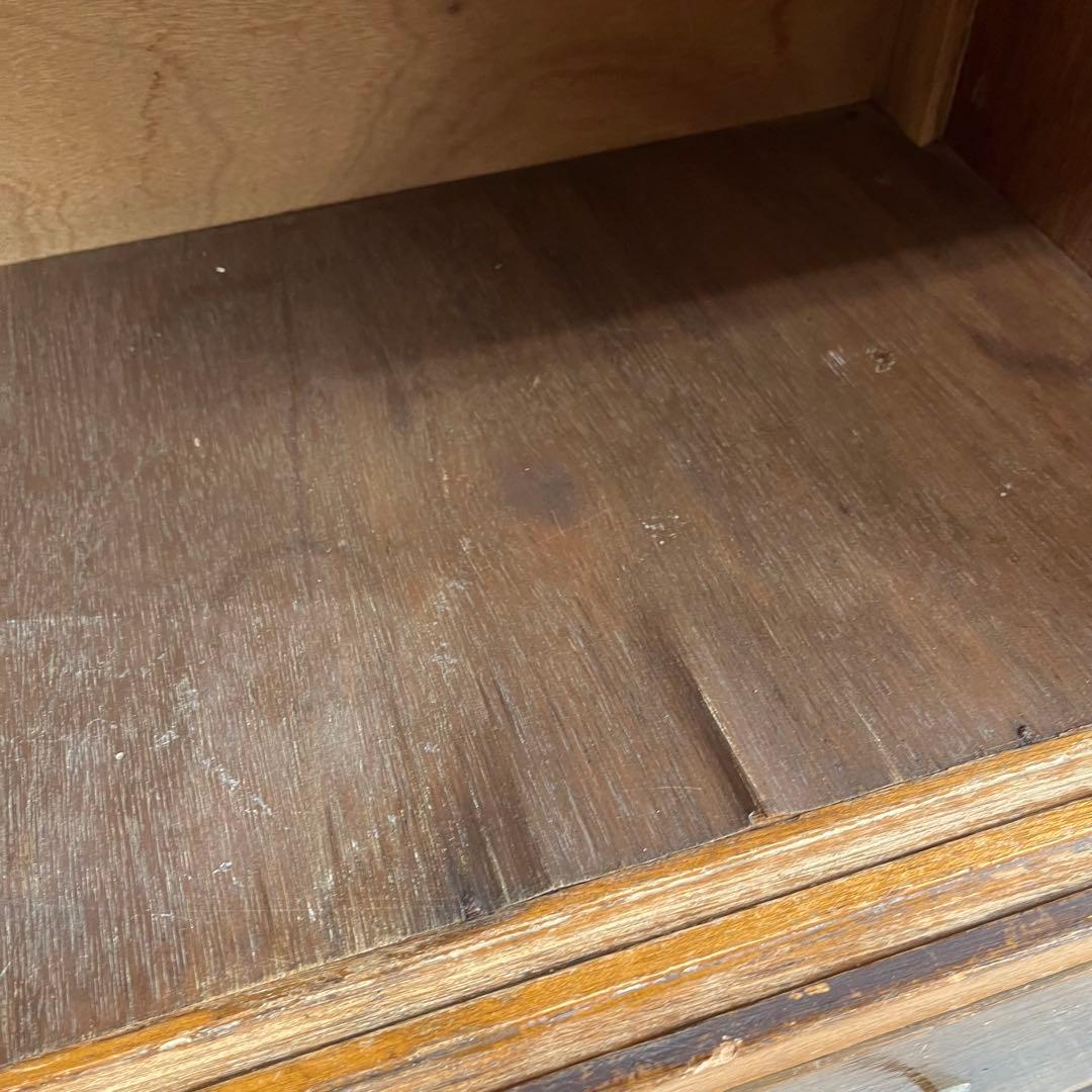 ヴィンテージ ガラス 戸棚 水屋箪笥 昭和レトロ ダイヤガラス