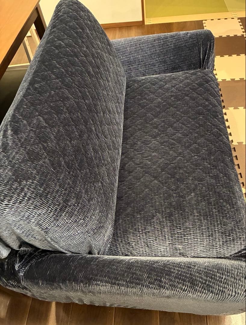 (最終価格)ニトリ2人掛けカジュアルソファ(ネイビー)ローソファコンパクトソファ