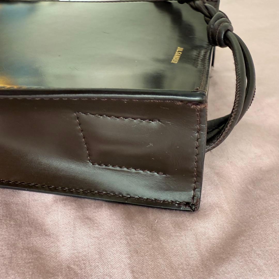 JIL SANDER ブラウンレザーショルダーバッグ