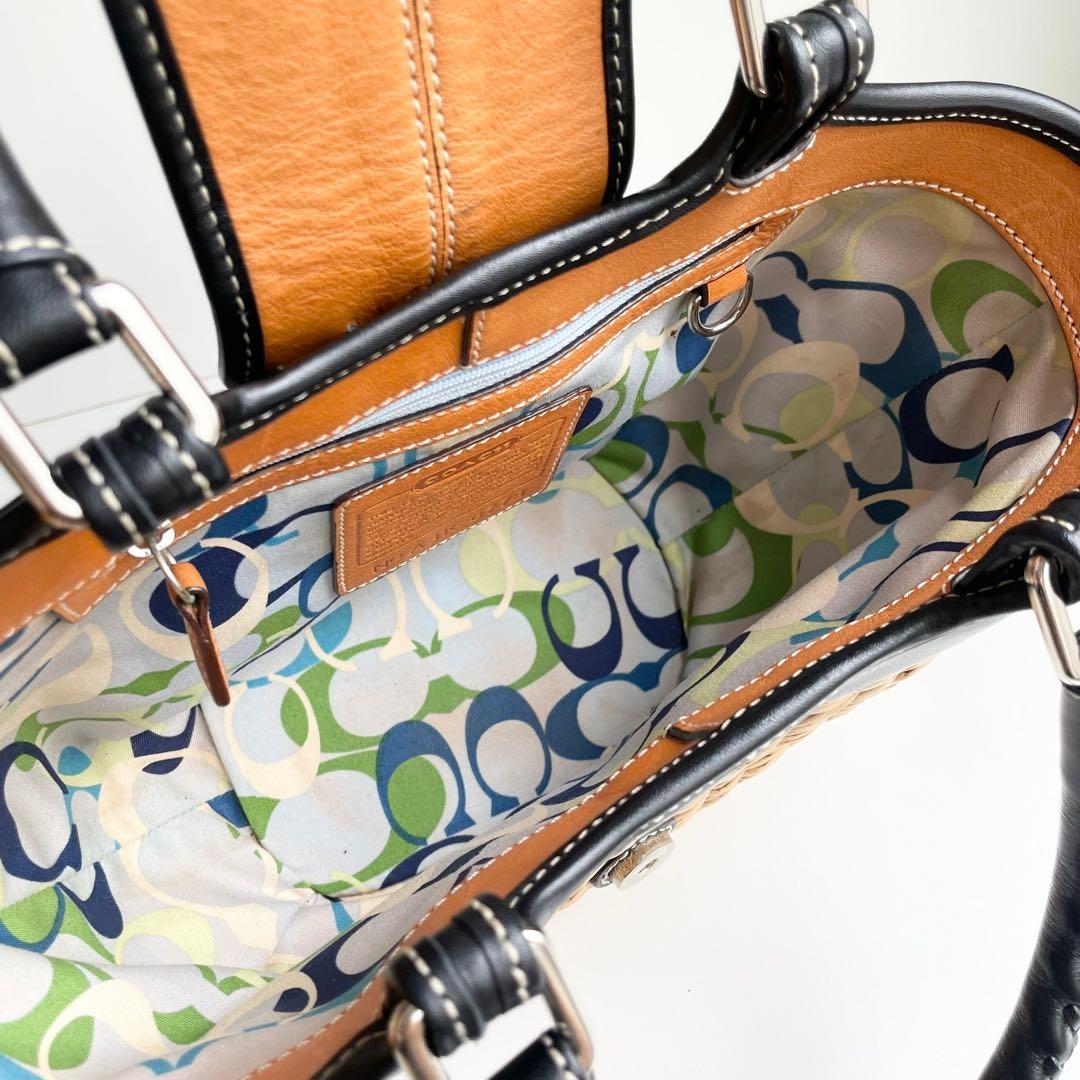 バカンスにぴったり✨ コーチ COACH かごバッグ ハンドバッグ ブラック