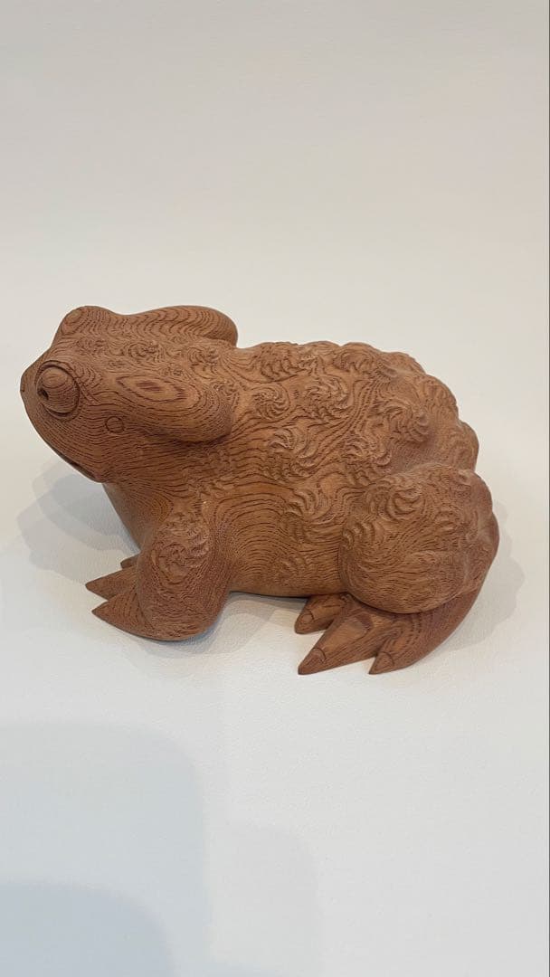 井波彫刻 田中成一 蛙 カエル 木彫家 共箱 置物 縁起物 木彫り