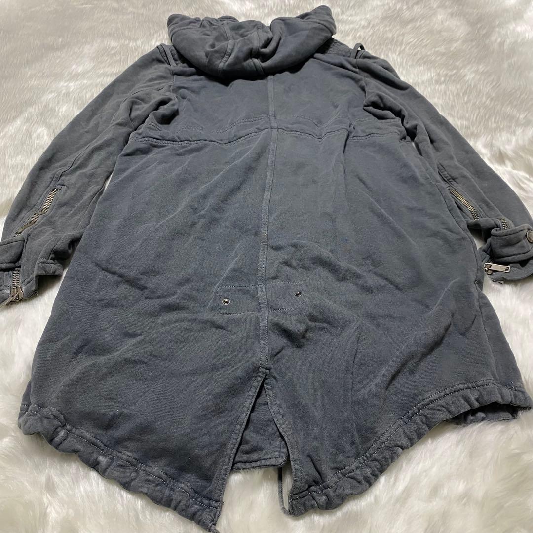 a9 未使用品　DIESEL USED加工　スウェット素材モッズコート　濃灰　S