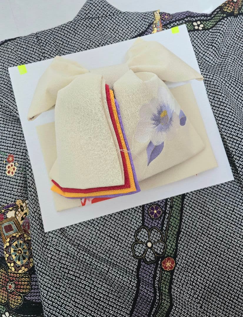 七五三　7歳　黒　総絞り　正絹　着物　セット　女の子 *c81