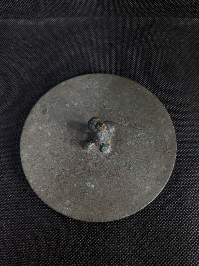 龍文堂刻印あり古い金属容器 茶道具 茶入 古美術 アンティーク ヴィンテージ