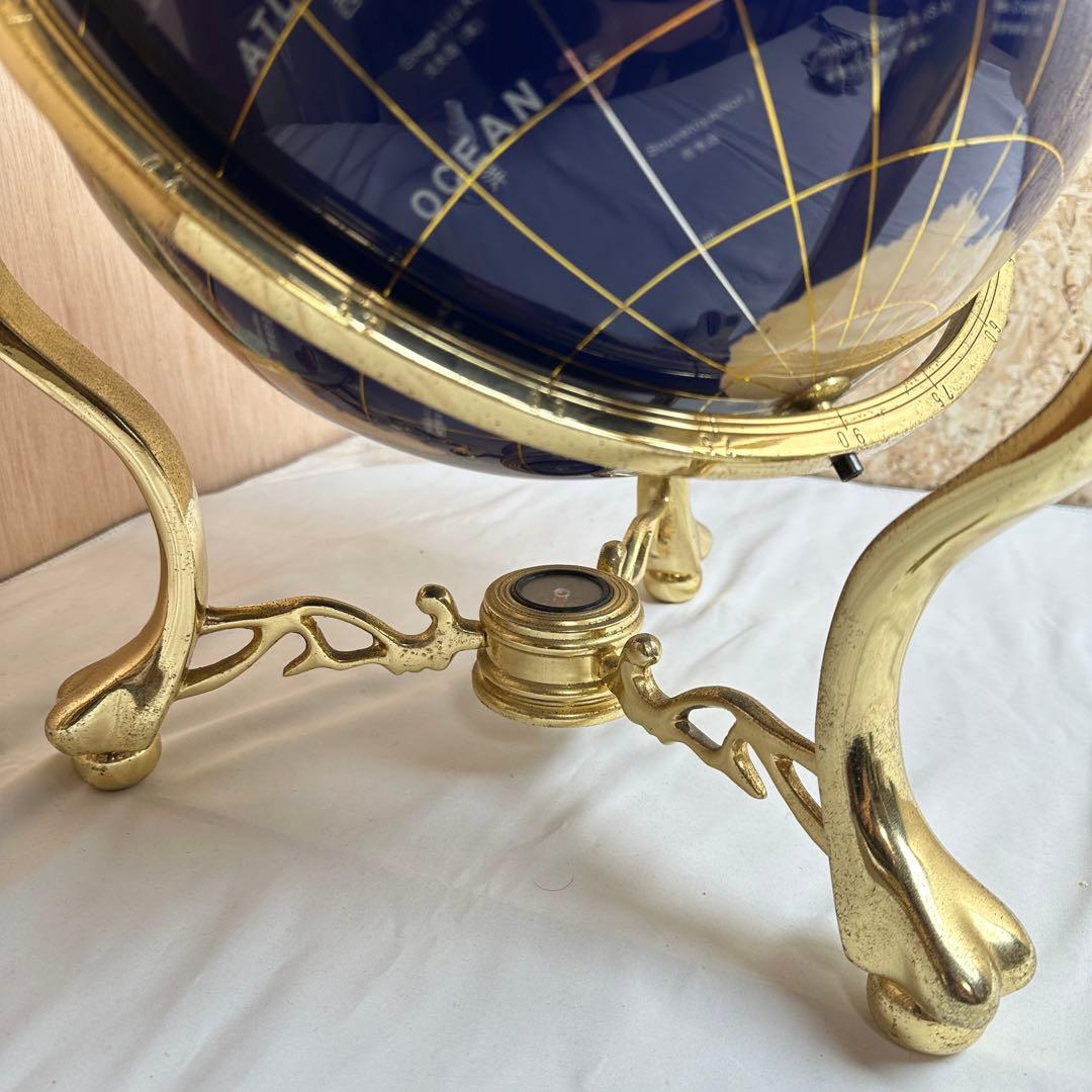 【超希少】天然石 シェル 貝 地球儀 アンティーク コンパス インテリア