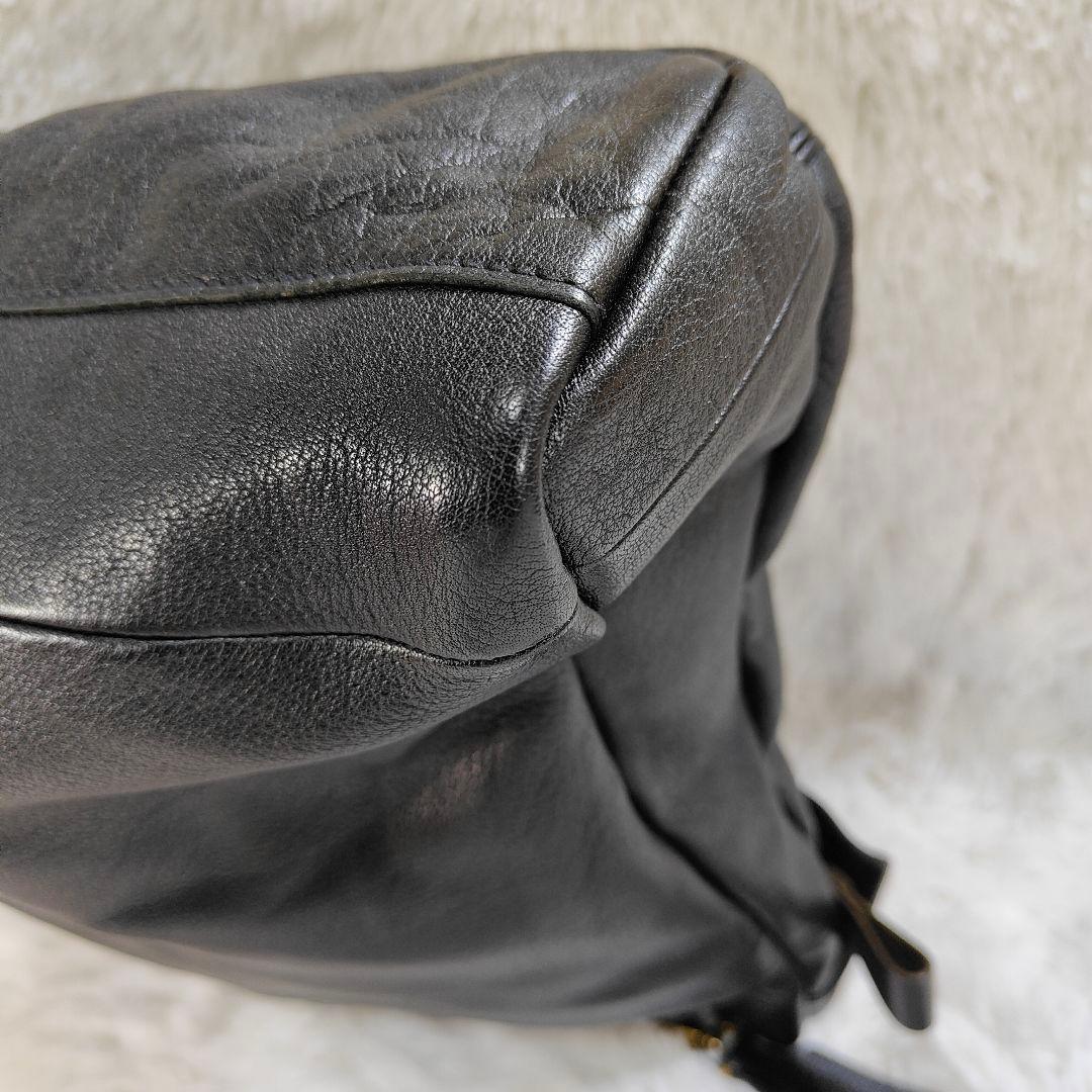 ✨未使用級✨ ゲンテン ショルダーバッグ フラップ シボ革 黒　2way