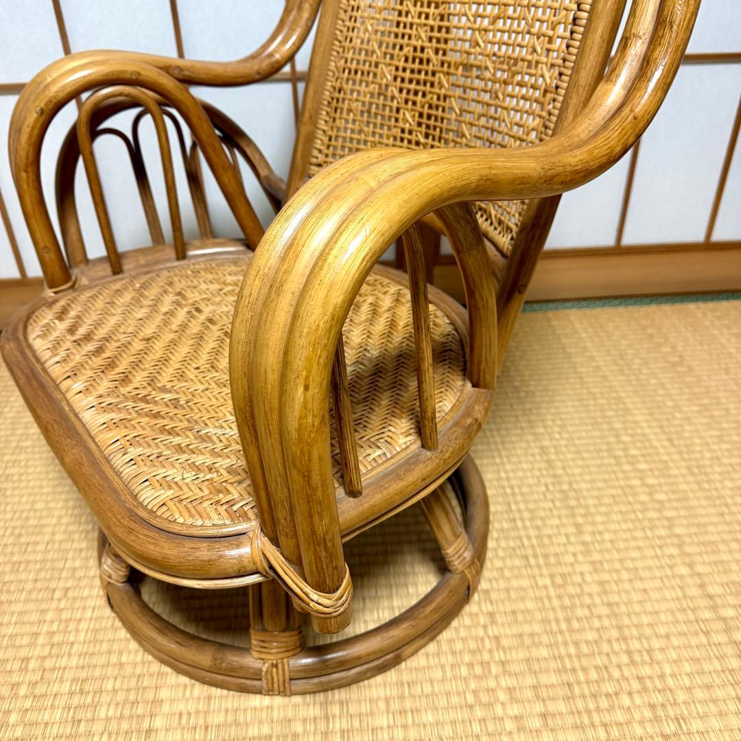 【送料無料】天然籐 ラタン製 360°回転座椅子