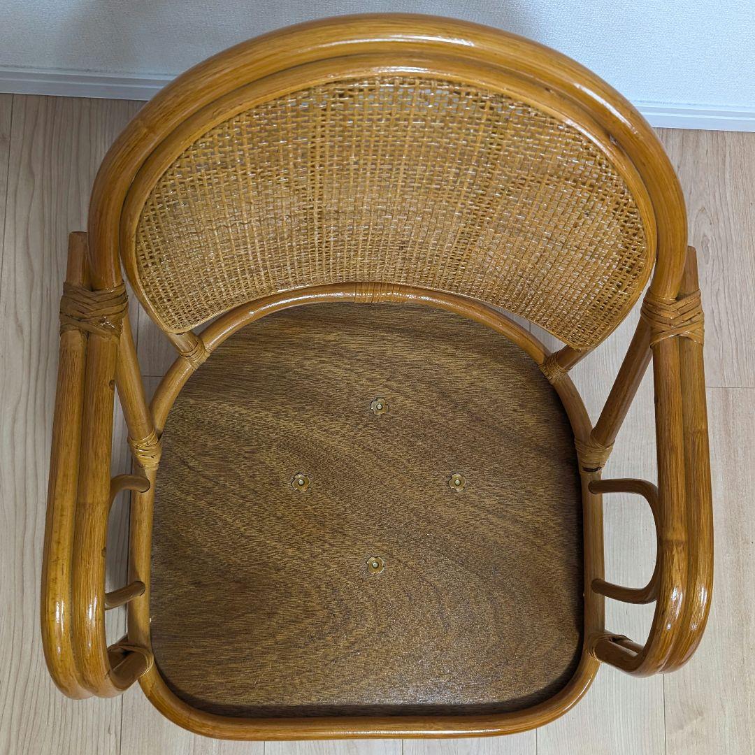 【未使用】 ラタン　回転座椅子　ロータイプ　1脚 ベージュ クッション