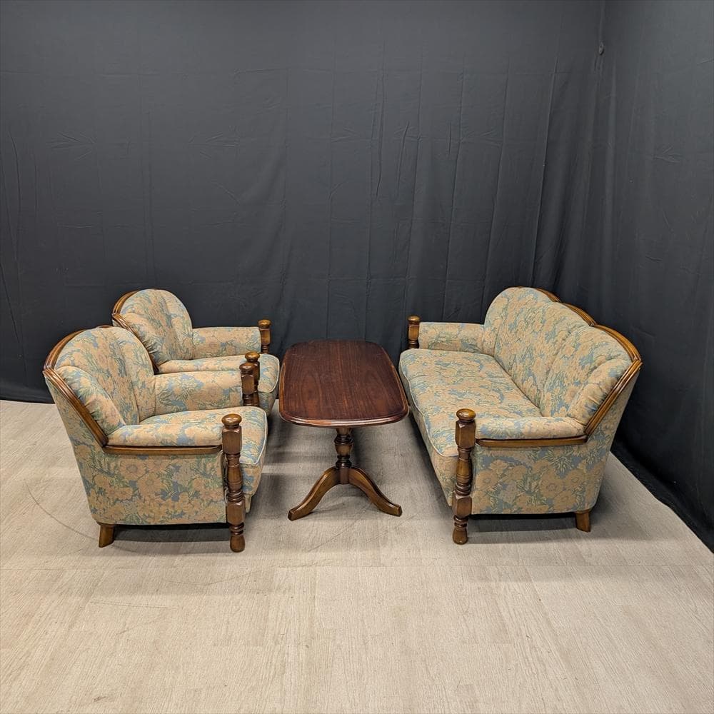 カリモク　応接セット　トリプル　3P　シングルソファ　一人掛け　センターテーブル