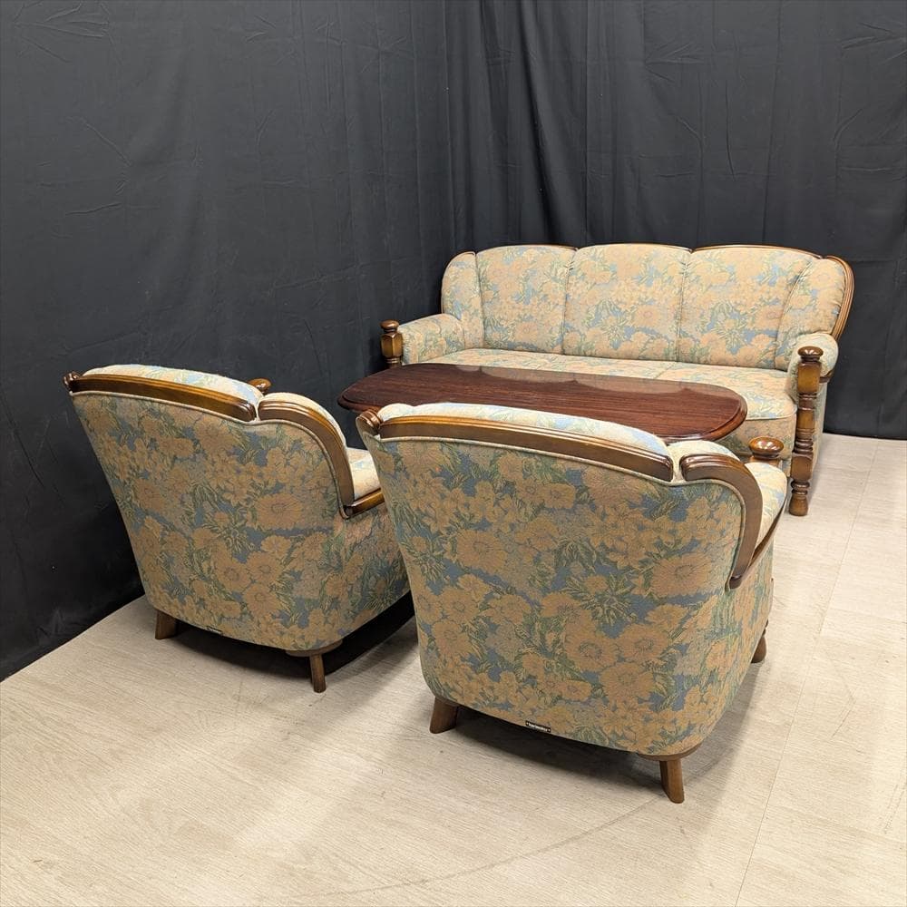 カリモク　応接セット　トリプル　3P　シングルソファ　一人掛け　センターテーブル