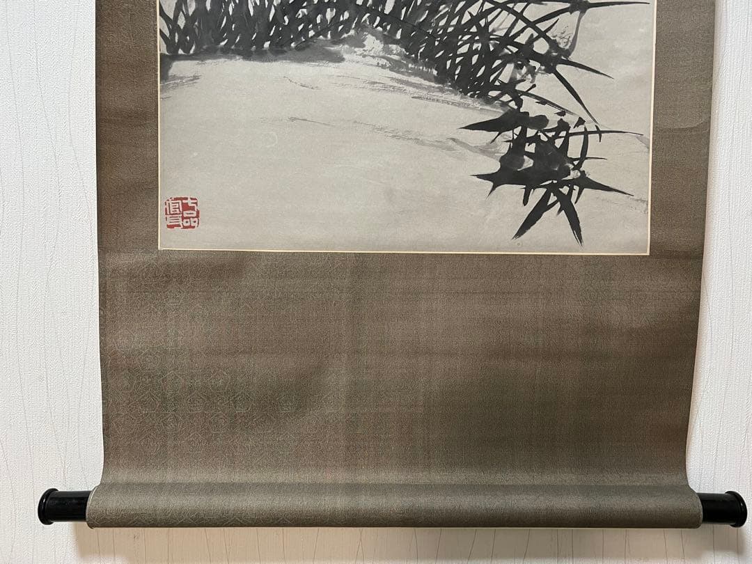 中国美術 模写 鄭板橋［石竹蘭図］紙本　肉筆　掛け軸！