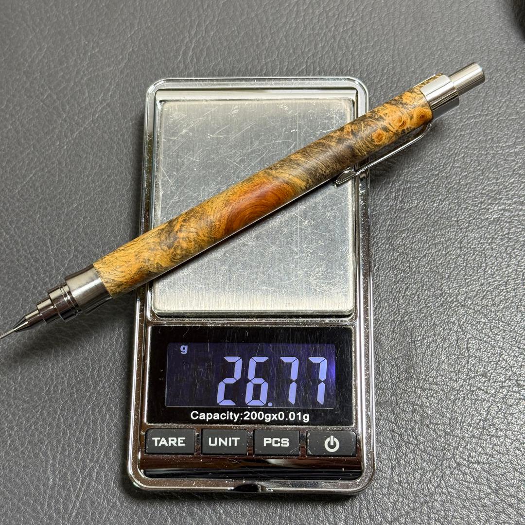 97花梨瘤源平柄　木製シャーペン　最強低重心R ステンレス