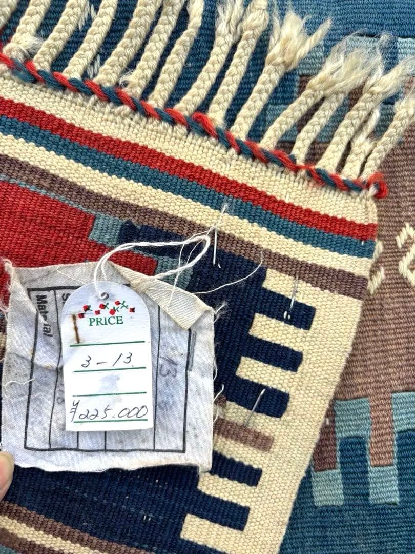 692 アンティークキリム トルコ トライバル インディゴ ラグ 百貨店購入