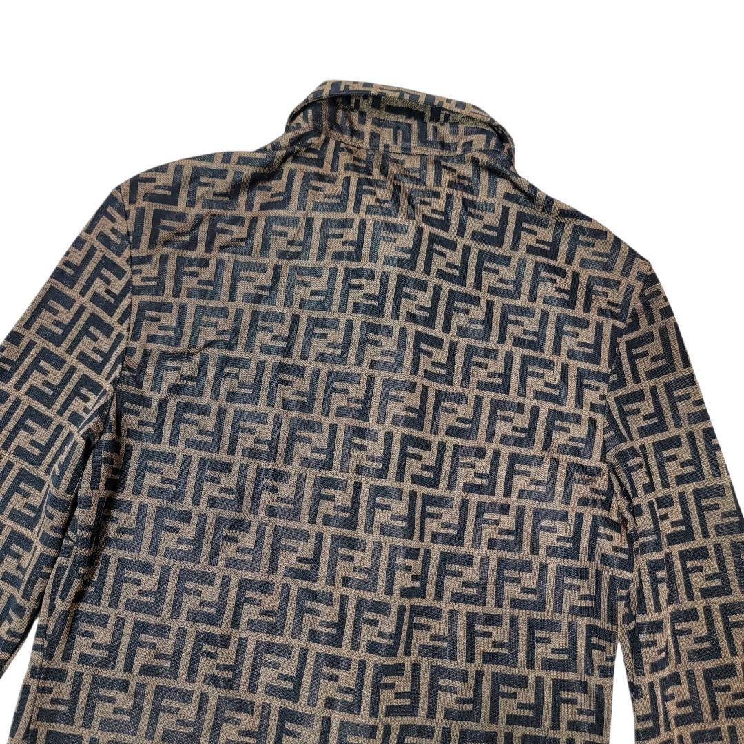 80S-90S フェンディ FENDI ズッカ柄 長袖シャツ S シアーブラウス