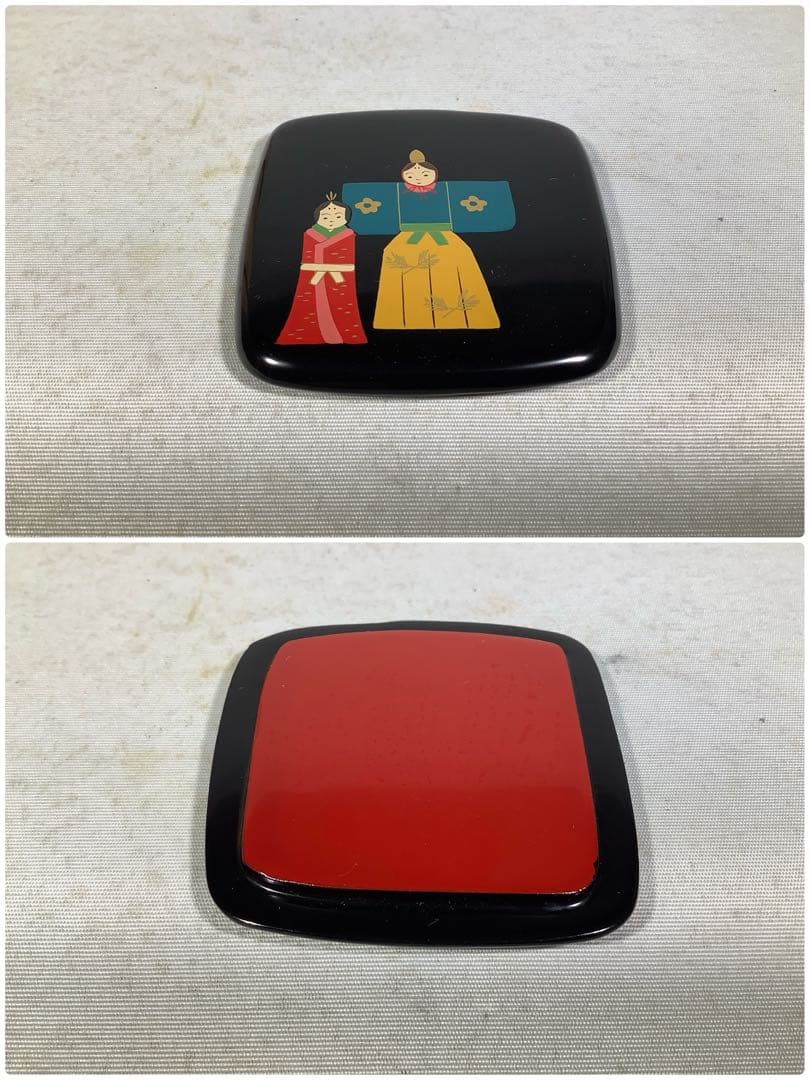 立雛蒔絵　一閑四方棗　竹内幸斎　茶道具　送料無料