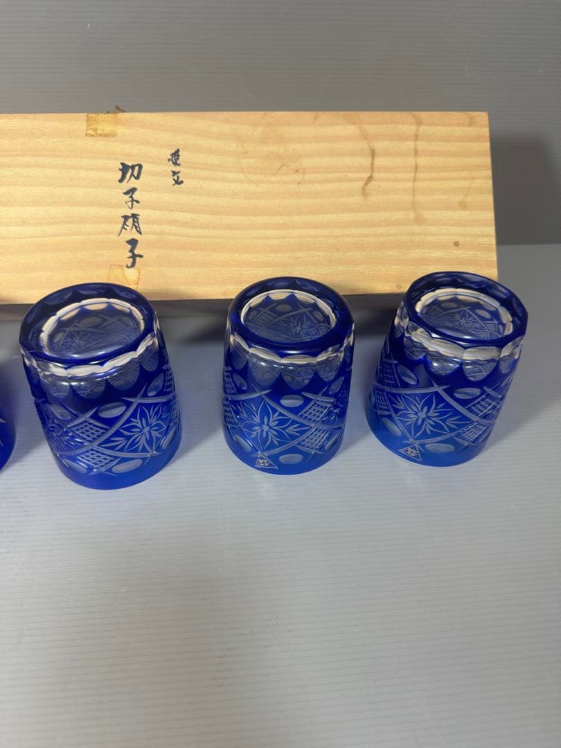 2176 愛文　切子硝子　グラス　5客　未使用