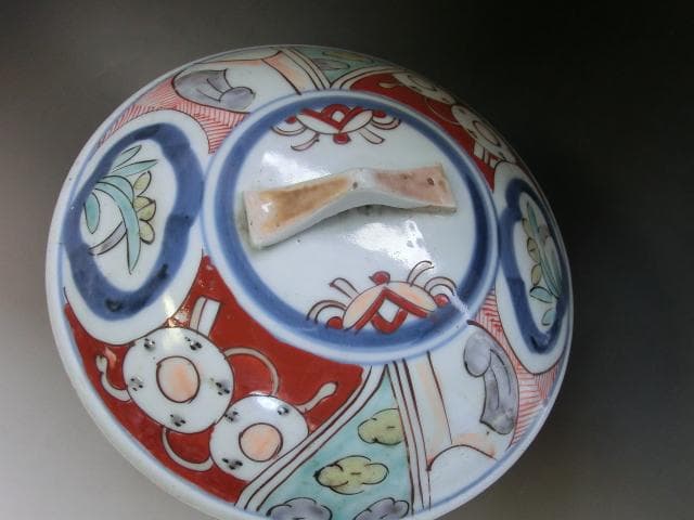 鉢■三段重鉢 赤絵 窓菖蒲 唐草紋 陶器 お重 古美術 時代物 骨董品■