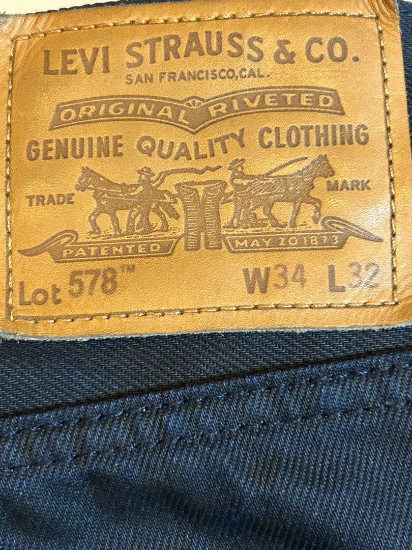 リーバイス578 バギー コーティングデニム ダークインディゴ W34