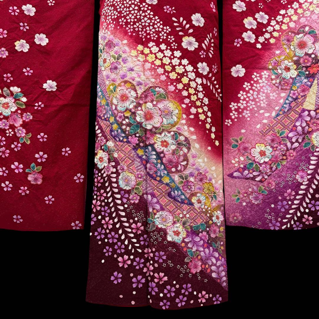 京都きもの友禅　振袖8点フルセット 桜 七宝 絞り 銀通し 正絹 成人式 逸品
