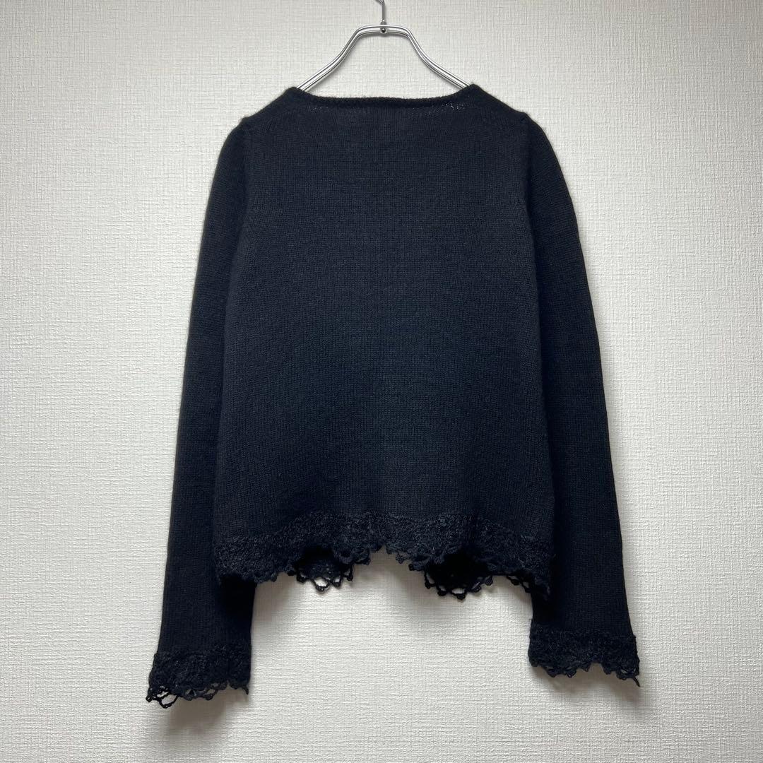 CHANEL シャネル レーストリミングカーディガン カシミヤモヘヤ 黒 06C