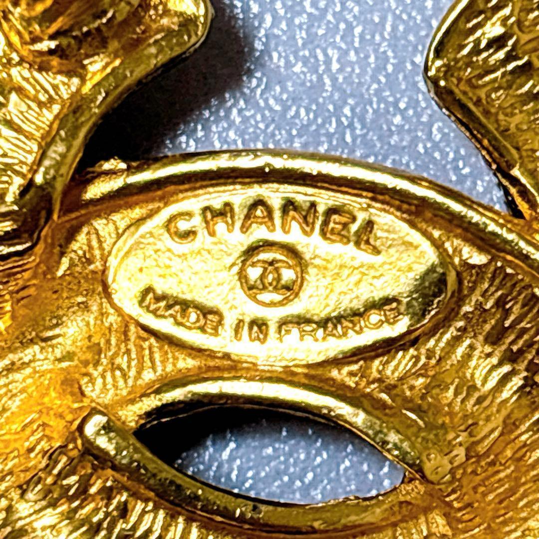 【美品】シャネル CHANEL ブローチ マトラッセ ココマーク ゴールド
