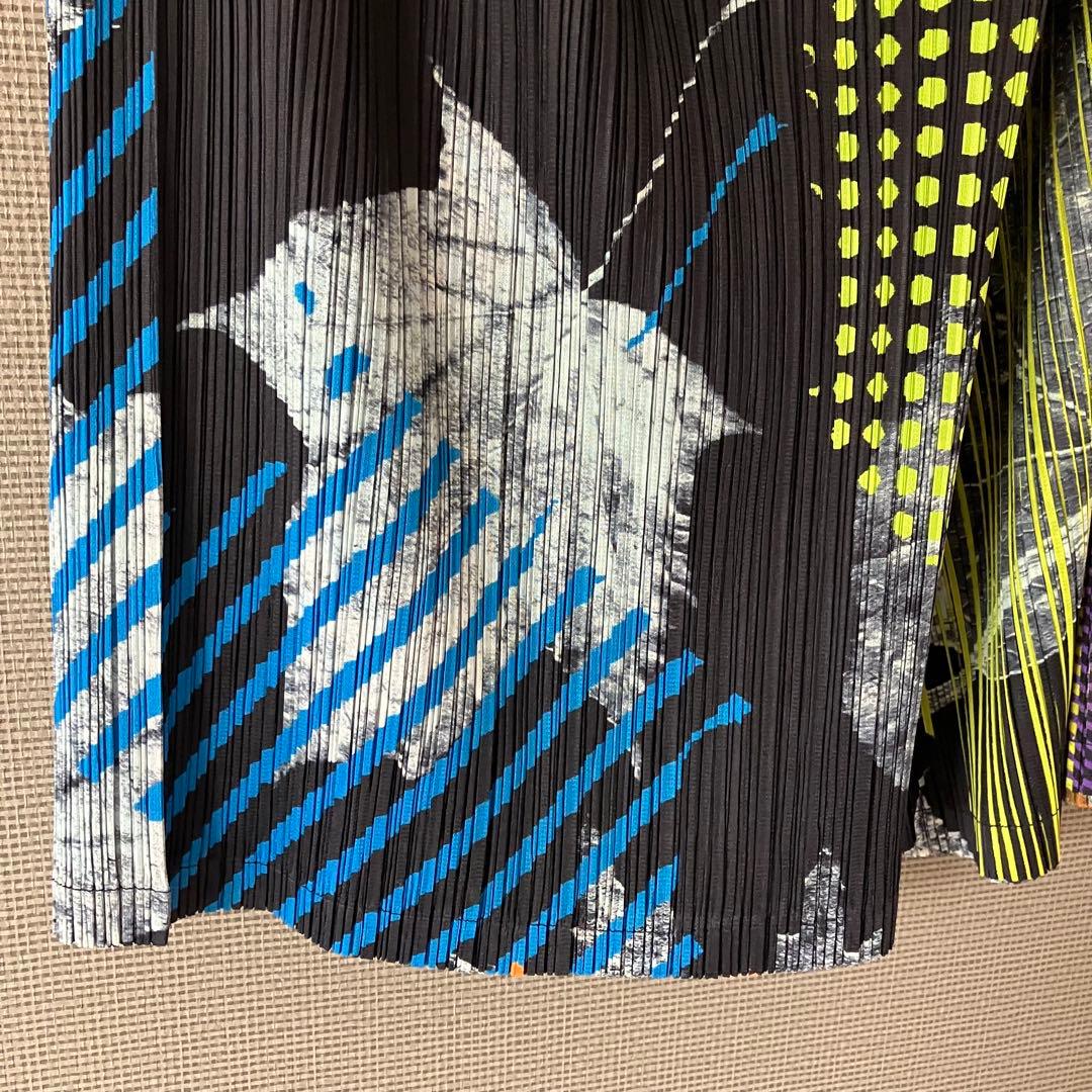 希少　極美品　プリーツプリーズ　マルチカラー　ワイドパンツ　ガウチョパンツ　2