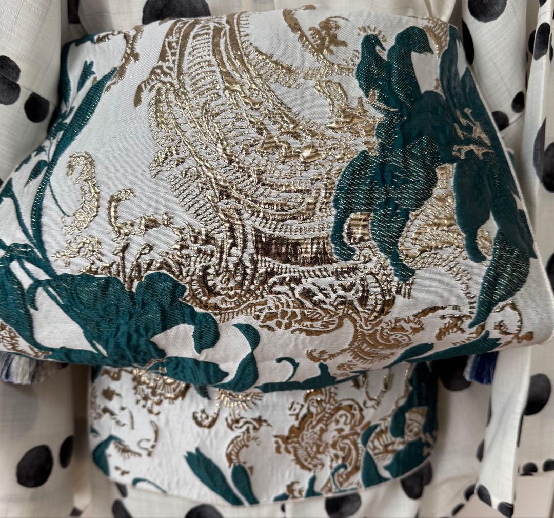 大人兵児帯【シャクヤク紅】【グリーンリリアルプ】のセット