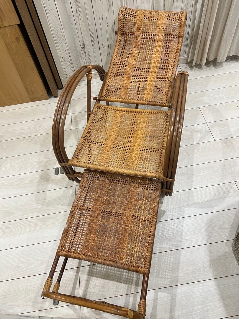ラタン リクライニングロッキングチェア ヴィンテージ たのメル便にて発送