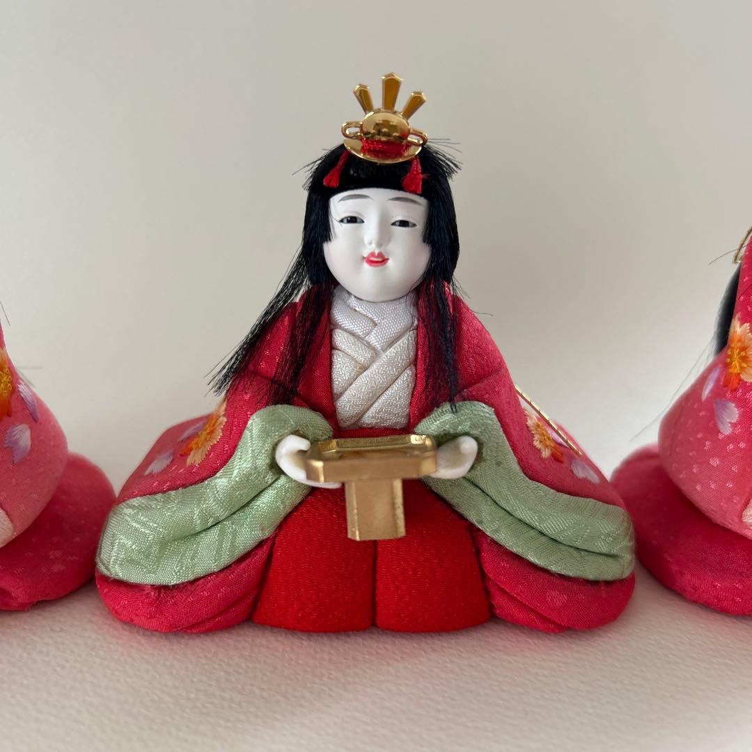 木目込み　雛人形　三人官女　ミニ　刺繍