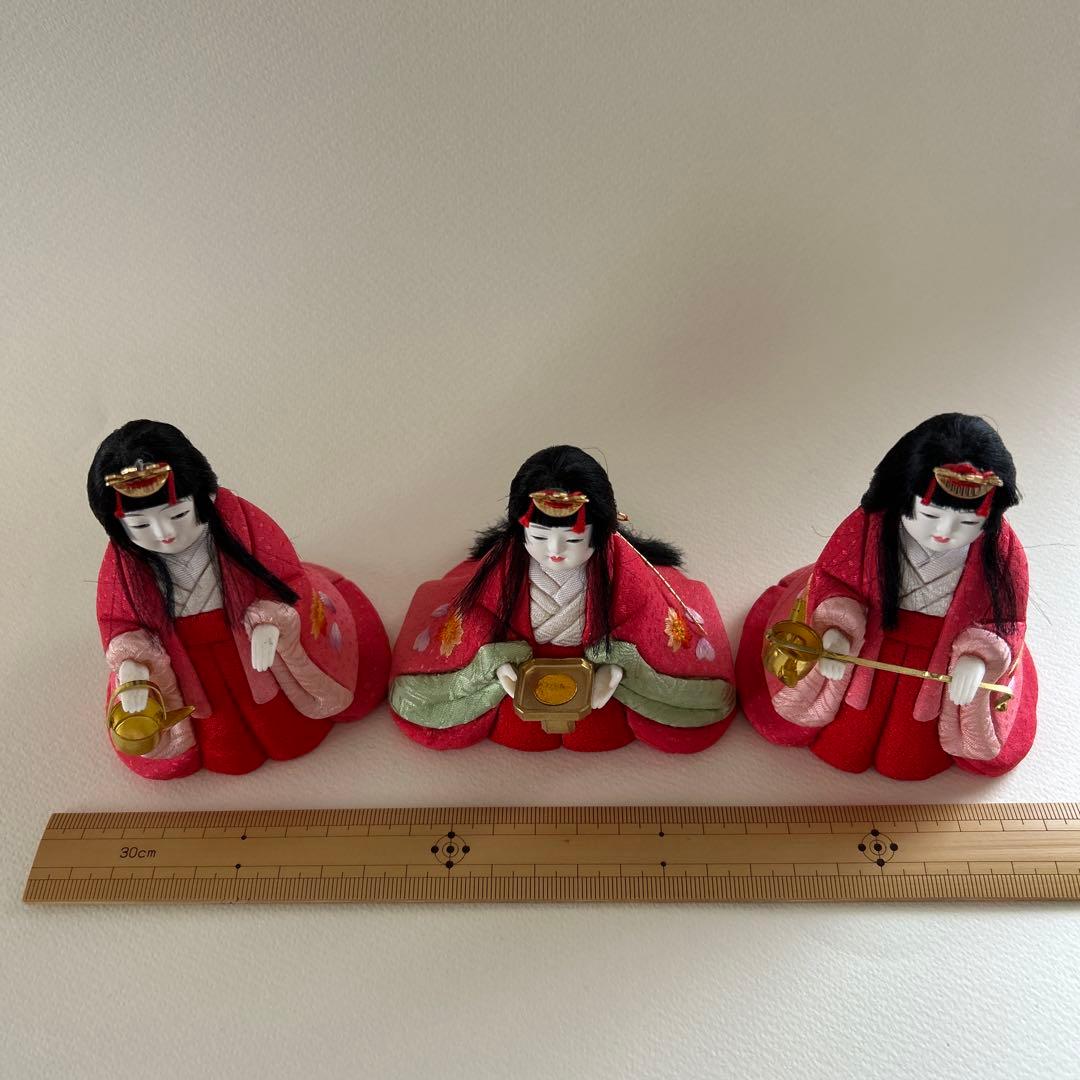 木目込み　雛人形　三人官女　ミニ　刺繍