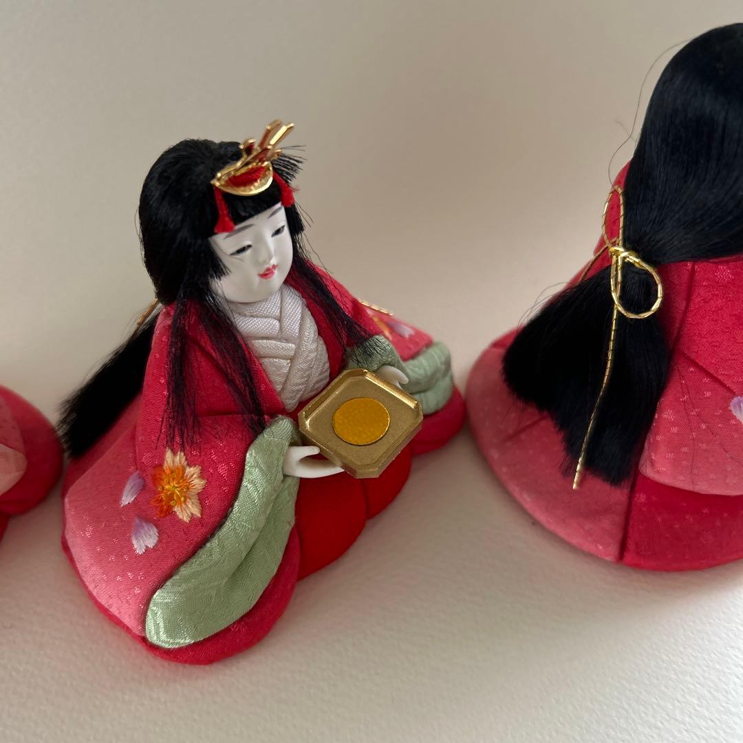 木目込み　雛人形　三人官女　ミニ　刺繍