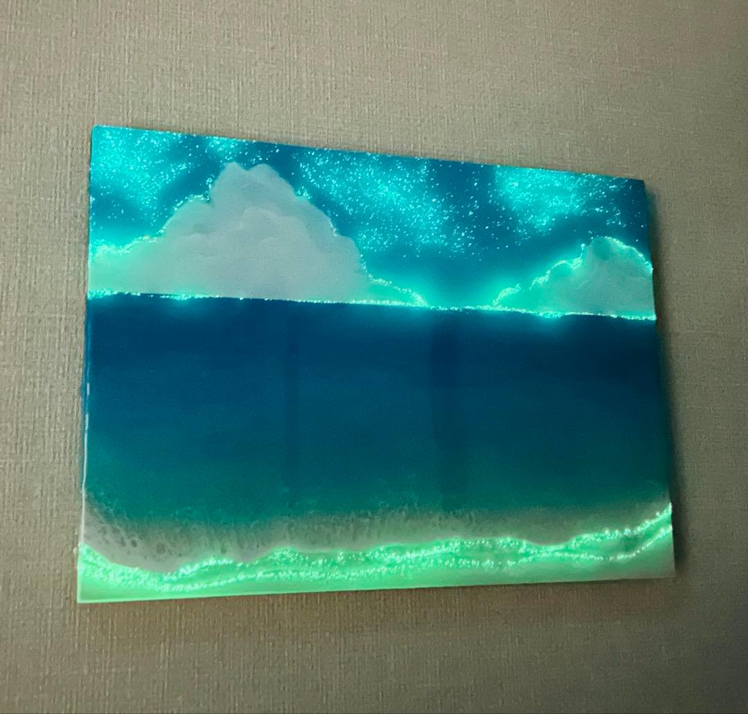 2025蓄光入りオーシャンレジンアート(A3パネル)No.13