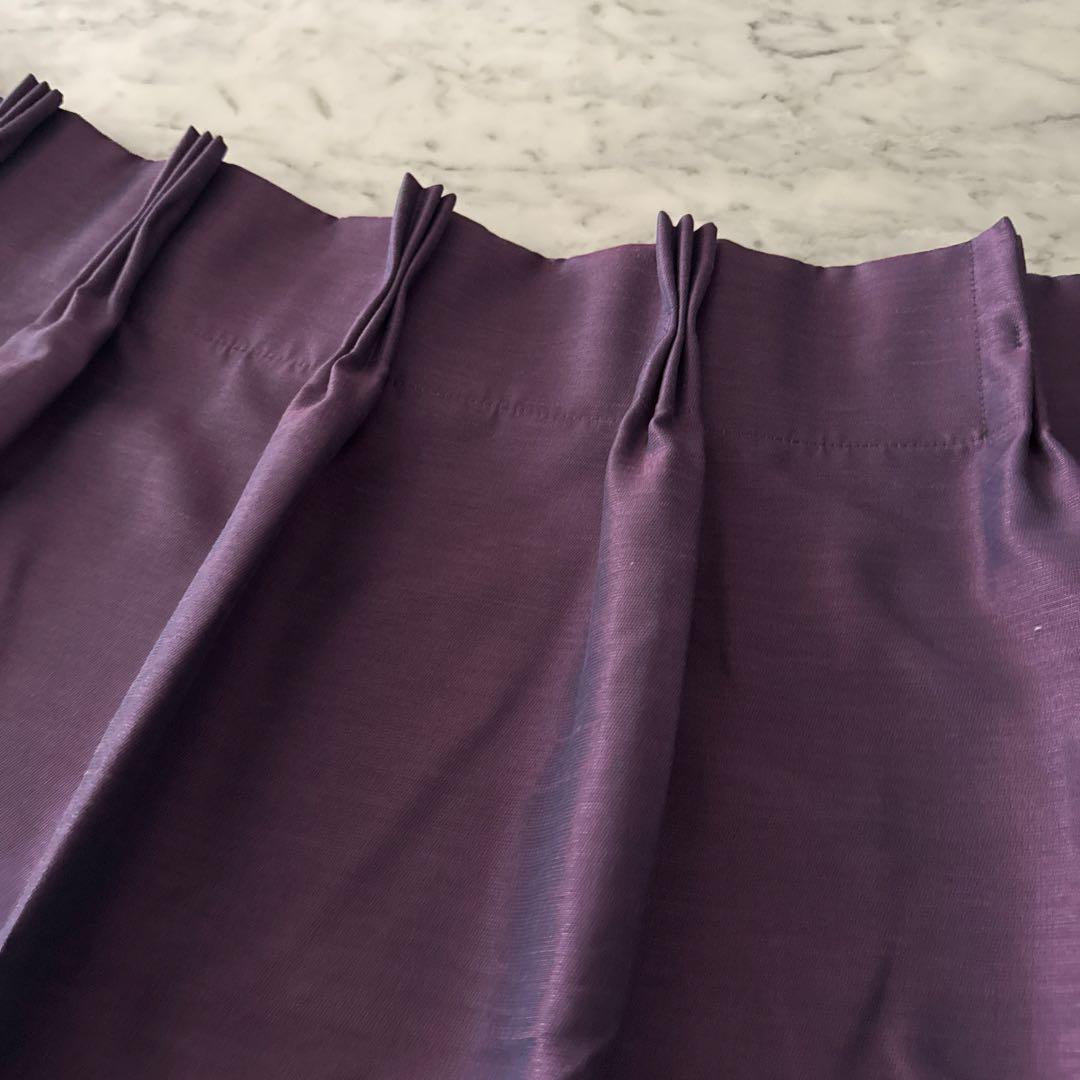 パープル&グリーンツートンドレープカーテンレース付き