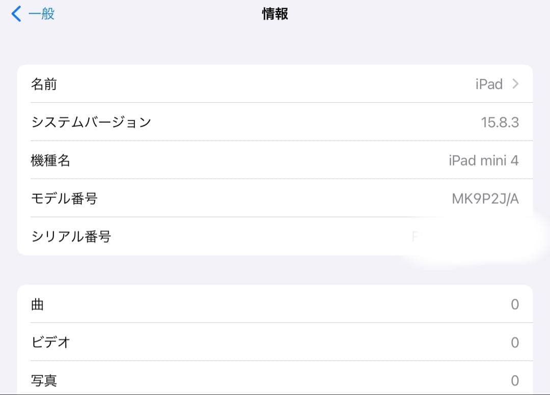 iPad mini 4 本体 、ACアダプタ、Lightningケーブルセット
