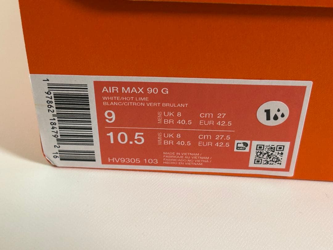 【新品】27cm NIKE エアマックス90ゴルフ ホワイト/ホットライム