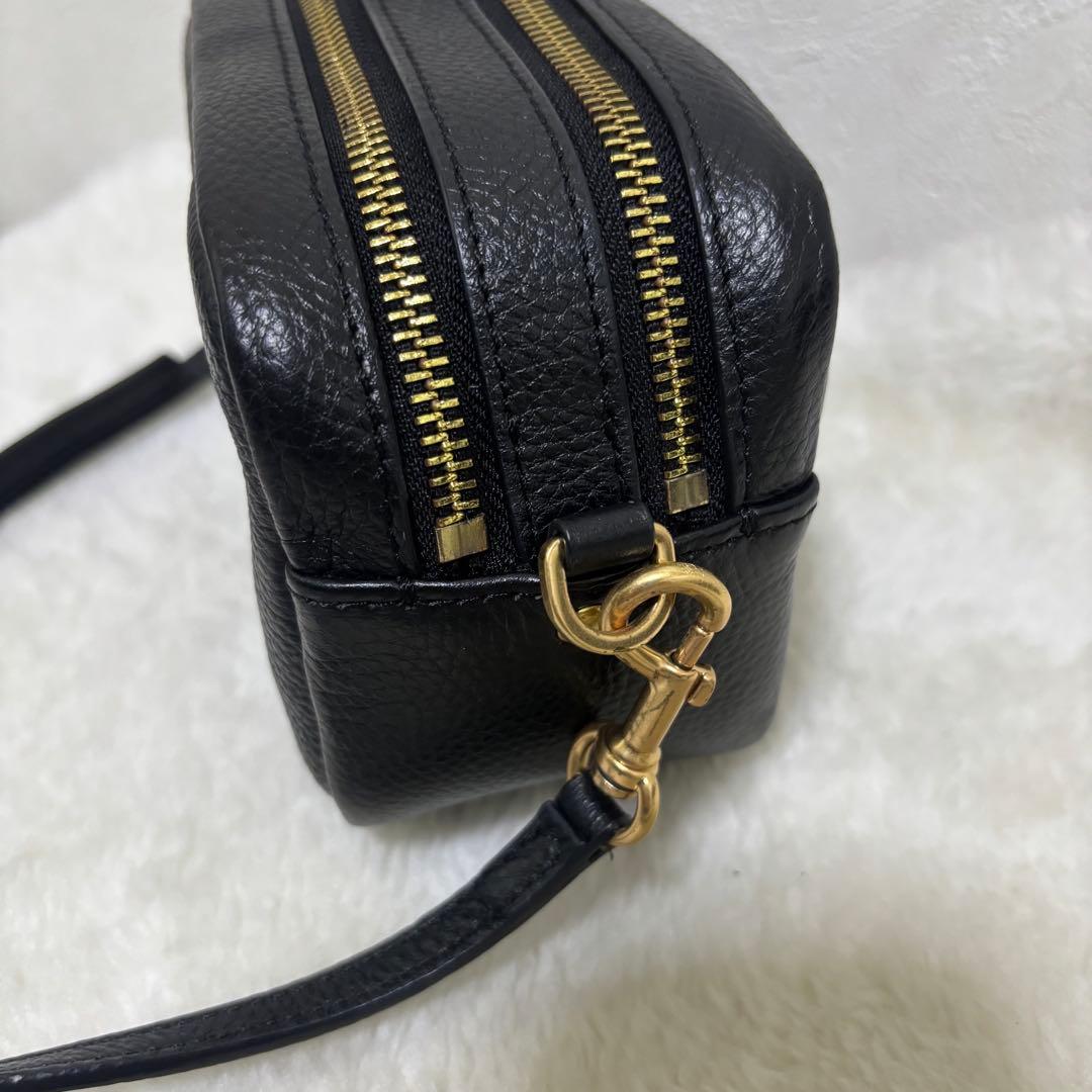 【未使用級】Tory Burch ブラック レザーショルダーバッグ カメラ 2層
