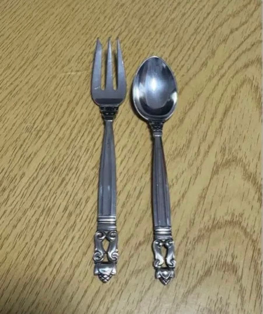 専用。、ヴィンテージ ジョージジェンセン　ティースプーンとフォーク2本セット