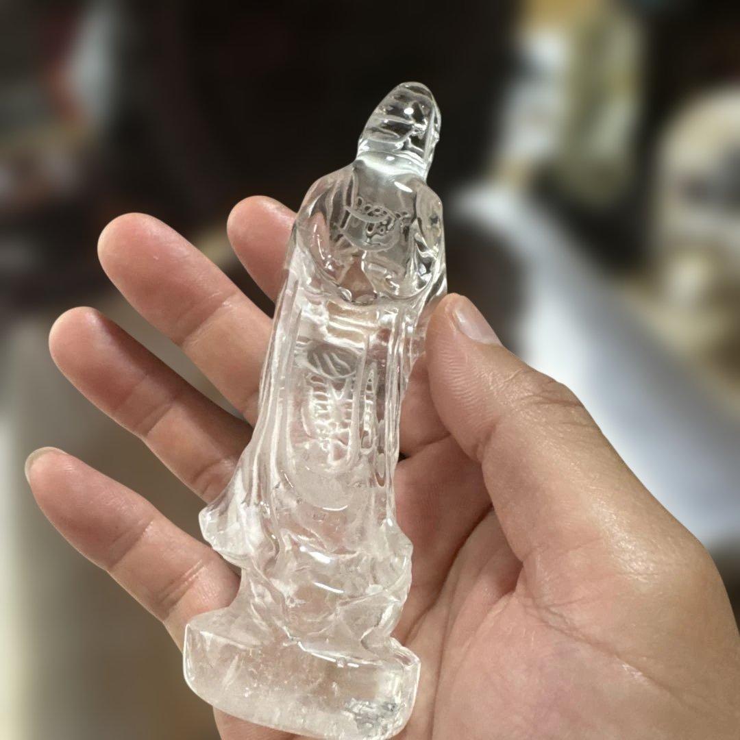 高品質　観音水晶　置物　約12cm