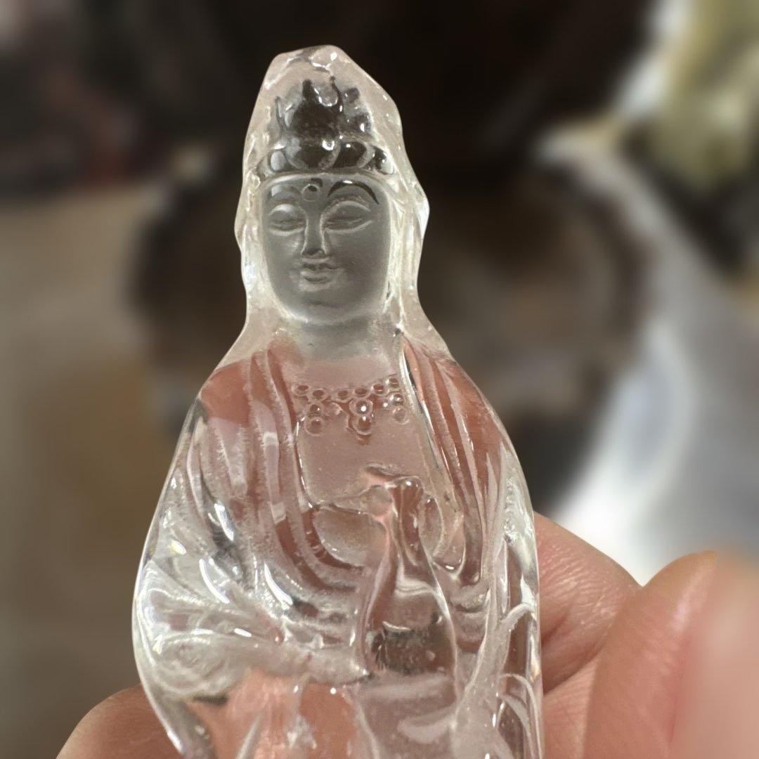 高品質　観音水晶　置物　約12cm