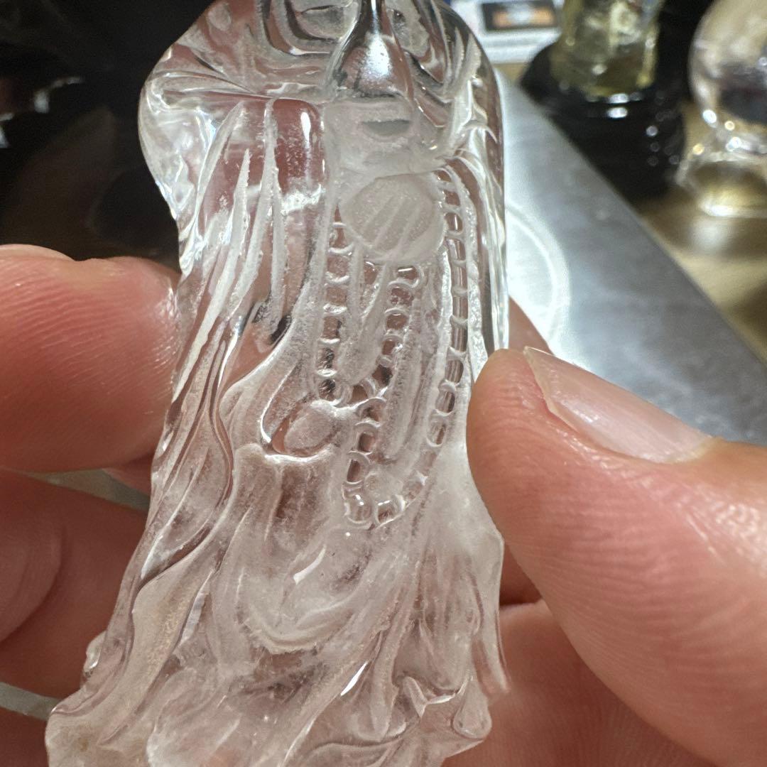 高品質　観音水晶　置物　約12cm