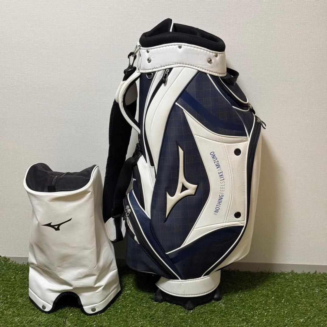 MIZUNO ミズノ キャディバッグ ゴルフバック タータンチェック フード付き