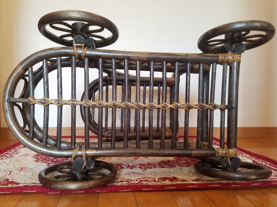 ヴィンテージ 高級家具 オールドラタン ラック 乳母車 フラワーベース