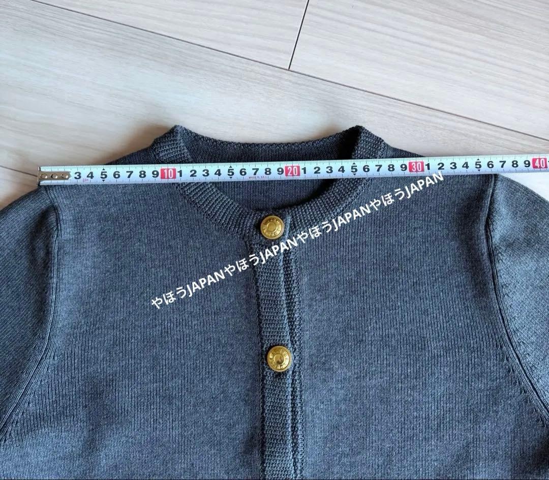 【未使用品】anuansオリジナルボタンノーカラーニットジャケット フリー