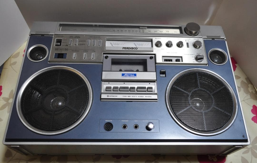 希少 日立 パディスコ ラジカセ TRK-8600 青 レトロラジオ 動作品