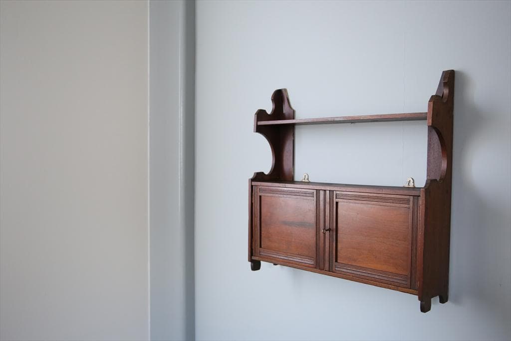 イギリスアンティーク木製ウォールシェルフ/壁掛けラック/飾り棚(91-256)