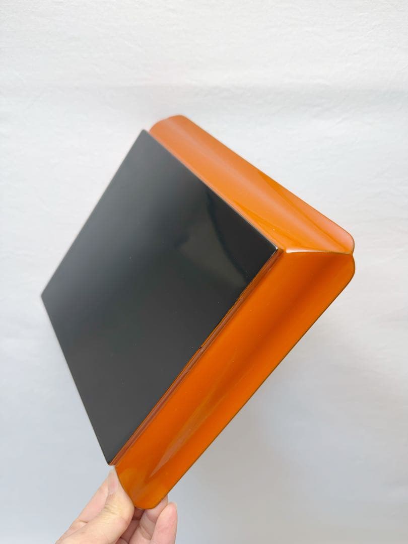 未使用 茶道具 塗師 助田宗明作 木製 朱塗 若狭盆 干菓子器 共箱