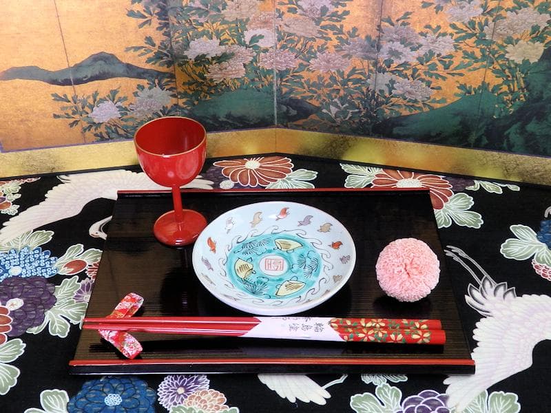 古伊万里　色絵　波千鳥に貝の図　手塩皿　F281AS-DCi